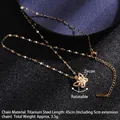 Golden rotating butterfly necklace in titanium steel with zircon crystal pendant inlay - Rotating Butterfly (A191)