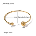 Bracelet jonc ouvert en acier inoxydable plaqué or 18k avec boules et dimensions - Boules Asymétriques / Doré