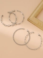 Detail of five silver-tone stainless steel chains in paperclip and curb link styles - 19cm / Silver Bracelet 4-Piece Set