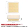 Cream yellow cat claw silicone ice cube mold with 9 grids and dimension markings - 9 Grids (DM-15-11) / Cream Yellow