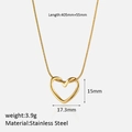 Collier avec pendentif cœur doré de style vintage français en acier inoxydable poli - Doré