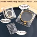 Lot de 30 pochettes bijoux transparentes anti-oxydation en tailles S M et L en PVC - 4*6 6*8 8*12 10 Chaque