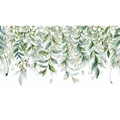 Detailed watercolor leaves with white flowers and berries on a wall sticker detail - 30*90cm (Set of 2)