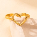 Bague ajustable minimaliste en acier inoxydable doré avec motif de cœur évidé - Style minimaliste cœur évidé doré 7