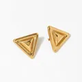 Minimalistische, hochglanzpolierte goldene 3D-Dreiecksohrstecker aus Edelstahl für Damen - Goldenes Dreiecksdesign (D2787)