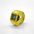 Minimalist gold ring watch with black dial and elastic metal band for men and women - Square (Small Square Black Face) / Small Square Black Dial
