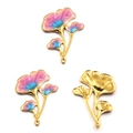 Ginkgo leaf pendants in pink blue enamel and gold finish for DIY jewelry - Leaf Style 12 / 23x32mm / Purple