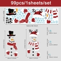 Adesivi murali pupazzo di neve Natale 99 pezzi fiocchi per decorazione vetrine festa - UV24Y10448T_R 30x102cm (Set da 99 pezzi)