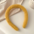 Soft yellow plush padded headband for washing face with premium sponge material - Rabbit Fur Plush Style / Yellow