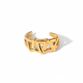 Detailansicht des goldenen geometrischen Rings aus 18K vergoldetem Edelstahlgewebe - Einstellbar Offen / Geometrischer Zickzack (TR4095)
