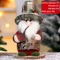 Gnomo di Natale vintage con cappello a quadri verdi e cappotto marrone, altezza 26cm - Babbo Natale (Stile Quadri A)