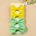 Set of 4 waffle fabric bow hair clips in yellow and light green for children - Yellow/Light Green (Set of 4)