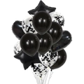 Kit de ballons noirs avec latex mat formes cœur et étoile pour décoration de fête - Noir