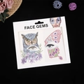 Bijoux de visage avec motifs hibou et papillon violets et strass scintillants - Hibou Rose et Papillon / 165*155mm