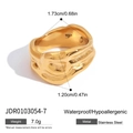 Anello d'oro irregolare in acciaio inossidabile con design unico in metallo fuso - US 7 / Stile Lava Irregolare Dorata (JDR0103054)