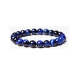 8mm blue tiger eye round beaded elastic bracelet for men and women with cat eye effect - Blue Tiger Eye