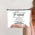 Trousse à cosmétiques en toile blanche avec citation d'amitié tenue dans la main - Style Message d'Amitié(jiayingpbb0409)
