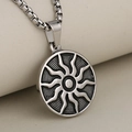 Vintage punk stainless steel sun god pendant necklace with a durable box chain design - Pendant Only / Silver