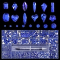 21-grid blue nail art rhinestone set with various shapes, case, and dotting pen - Blue Style (A1054-06)