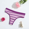 Perizoma in cotone a coste da donna con strisce viola, rosa e bianche e trama morbida - S(30) / Viola
