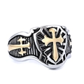 Anello croce in acciaio inossidabile stile punk vintage in finitura bicolore argento e oro - US 7 / Oro e Argento