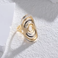 Modern hollow multi-layer geometric open ring in two-tone gold and silver finish - Three Colors