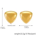 Polished gold stainless steel triangular tassel earrings for women in large size - Minimalist Triangle Style (F332) / Gold