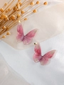 Colgante de mariposa de resina rosa con pan de oro para accesorios y joyería DIY - 1 par / Rosa Rojo