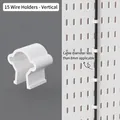 Set of 15 white cable clips for pegboard storage, fits wires under 8mm diameter - Vertical Cable Clips 15Pcs - White