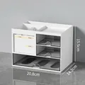 White desk organizer with three clear drawers and task memo cards, size 20.8x14.3x15.5cm - Combination Drawer (White+Trans Black)