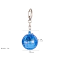 Detail view of blue transparent glowing ball keychain showing 3.4cm by 4cm dimensions - Blue Disco Ball Keychain