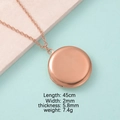 Pendentif médaillon rond en acier inoxydable 316L or rose avec chaîne de 45cm - Collier Rond Miroir Or Rose (23#)