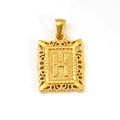 18K gold plated stainless steel hollow rectangular necklace featuring letter H pendant - Letter H (SP598G-H)