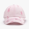 Lichtroze katoenen baseballpet in distressed look met gotisch borduursel op de klep - Verstelbaar / Roze