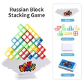 Russian stacking game set with 64 colorful blocks, balance base, and 22 instruction cards - NO.6656-2 Stacking Game 64pcs