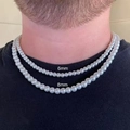 Men's single-layer pearl necklace with stainless steel clasp in 6mm and 8mm sizes - 6mm Bead - 40cm Length