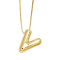 3D balloon initial V necklace in polished 18K gold plated finish with box chain - Letter V