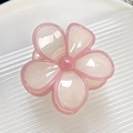 Pink and creamy white frangipani hair claw clip made of glossy translucent resin - Pink White Candy Gradient Claw Clip