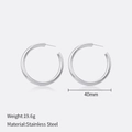 Polierte silberne Edelstahl-Creolen 40mm für Damen mit 19,6g Gewicht - 40MM Stahlfarbe