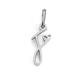 Polished silver heart-shaped pendant with a cut-out letter F in stainless steel - Letter F / Silver