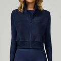 Gilet de sport en polaire bleu marine pour femme avec col montant et fermeture éclair - S / Hauts / Bleu Marine