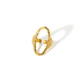 Dettaglio dell'anello ovale in oro 18 carati con trama martellata irregolare - Aperto Regolabile / Grande Cornice Ovale Martellata Irregolare (TR4011-G)