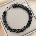 Pulsera de cuerda torcida negra con cierre de langosta de acero inoxidable duradero - 16+5cm / Negro