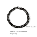 Minimalist 6mm black plated 316 stainless steel Cuban link bracelet for men and women - 6mm/18cm / Black