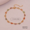 Golden copper anklet with colorful butterfly charms and 21+5cm lobster clasp extension - 3# Butterfly Style