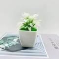Artificial fern plant in white square pot for office desktop and home decor - White Small Fern