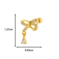 Gold bow cartilage stud earring with clear zircon heart pendants and precise dimensions - Bowknot Pear Drop Style (10#) / Gold