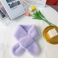 Cozy purple faux rabbit fur neck warmer for kids with soft plush cross-knot design - Plain Light Purple (No Cartoon)