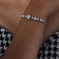 Bracelet ajustable en acier inoxydable argenté avec perles et breloques en zircone brillant - E422-Couleur Acier