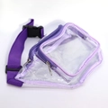 Detail of waterproof purple transparent PVC waist bag with double zippers and strap - 40 Silk (0.4mm) / Purple